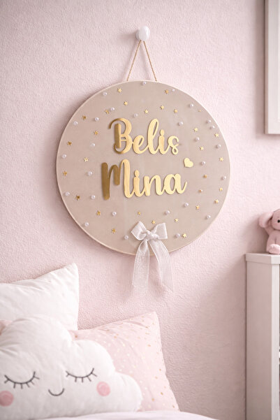 Güler Kaligrafi KİŞİYE ÖZEL YENİ DOĞAN BEBEK KAPI VE DUVAR SÜSÜ 30 CM