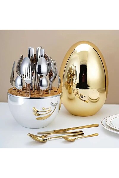 NO BRAND طقم أدوات مائدة من الفولاذ المقاوم للصدأ مكون من 24 قطعة - طراز إسكن...