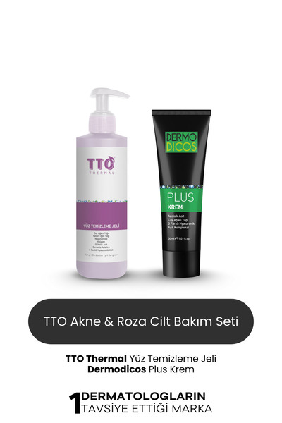 TTO Akne ve Rozasea Bakım Seti Temizleme Jeli Dermodicos Plus