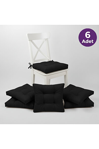 ALTINPAMUK 6 чорних пухких стільцевих подушок Gold з особливим швом, 40x40 см