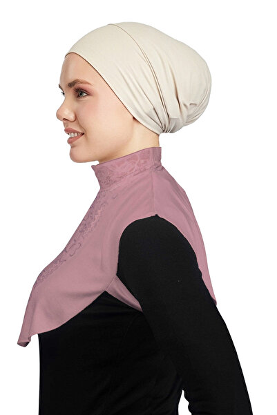 Altobeh Hijab de bumbac pieptănat pentru damă, guler circular, guler din dant...