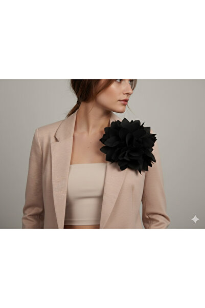 MONAME Siyah Kumaş Büyük Çiçek Aksesuar – Broş & İğneli Abiye süsü