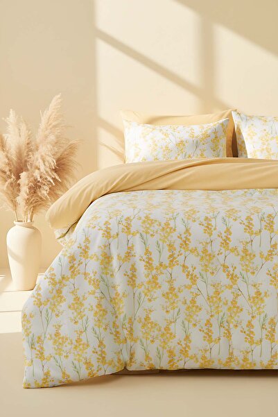 Rivaİstanbul Lorisa Yellow Double Duvet Cover Set Cotton