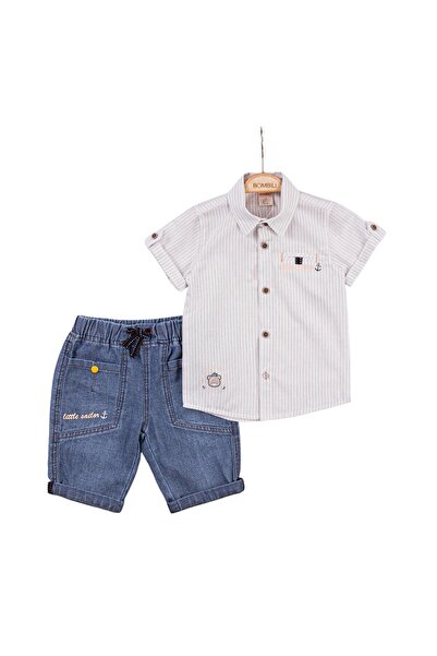 The-kid.co Striped Sailor – Boys’ 2-Piece Set - Brown