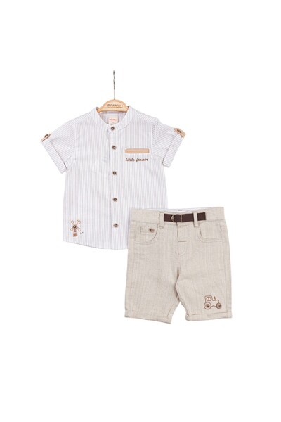 The-kid.co Boys Shirt & Shorts Set - Brown