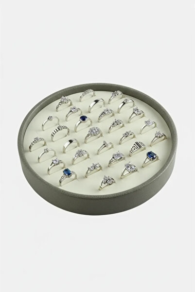 MeGass Dekor نموذج أسطواني من القماش الجلدي باللون الرمادي مقاس 20/20 سم مع ح...