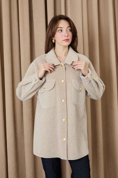 Soul Дамско палто с копчета и детайли - 32412KBN - БЕЖОВО