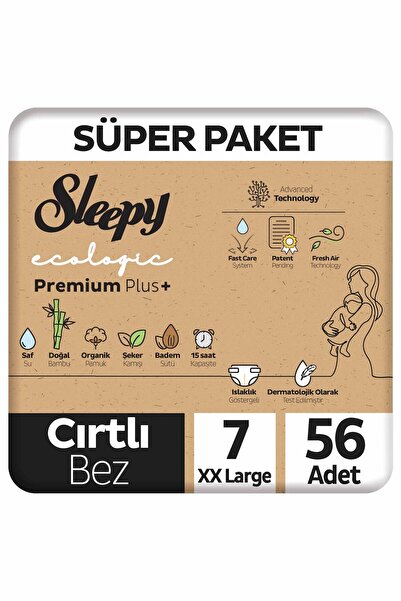 Sleepy Ecologic Premium Plus Süper Paket Bebek Bezi 7 Numara Xxlarge 56 Adet