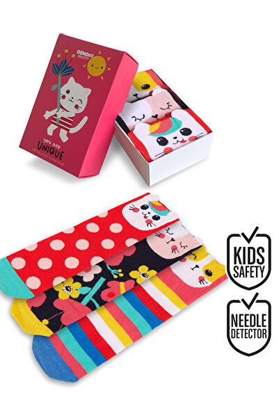 Denokids Цветни момичешки чорапи в кутия, 3 чифта