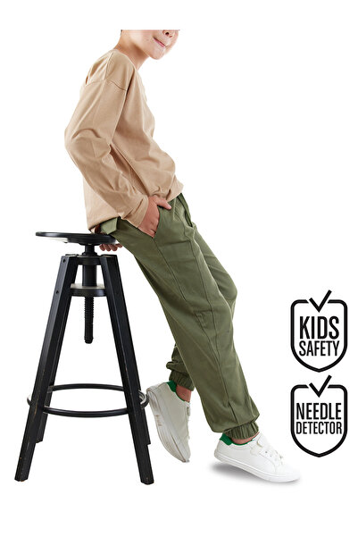 Denokids Pantaloni din Gabardină Kaki Cusut pentru Băiat