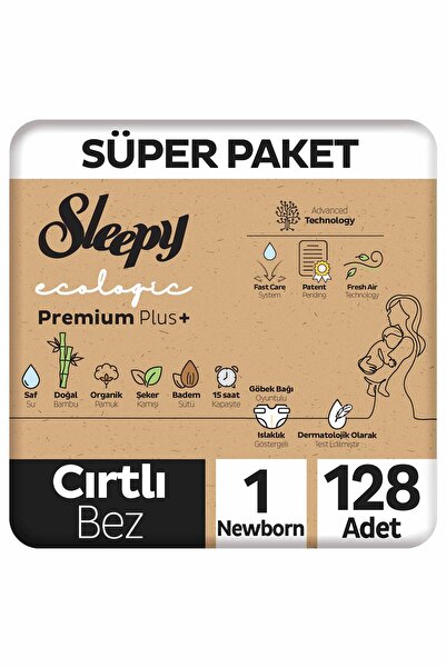 Sleepy Ecologic Premium Plus Süper Paket Bebek Bezi 1 Numara Newborn 128 Adet