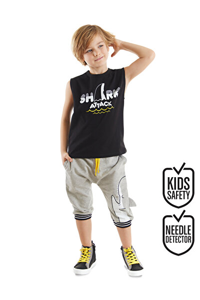 Denokids Set pantaloni scurți capri tricou Shark Attack pentru băiat