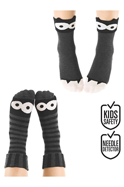Denokids Комплект от 2 чорапа Monster Grey за момче