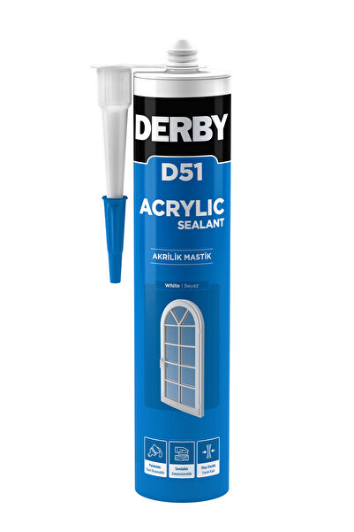 Derby D51 Genel Amaclı Silikonize Mastik Beyaz - 500g