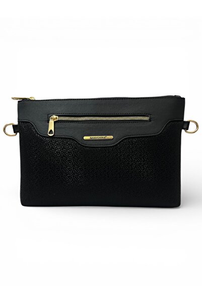 Sanmorris Faux Leather Black Mosaic Portfolio - Adjustable Crossbody and Hand...