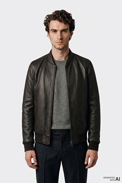 Elle Shoes Kahve Deri Erkek Ceket