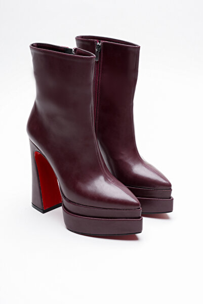 Ayakkabı Ateşi Γυναικείες μπότες με ψηλό τακούνι πλατφόρμας Mojo Burgundy Skin