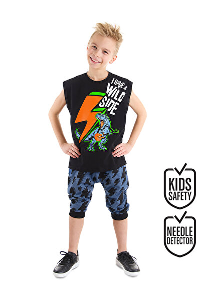 MSHB&G Set de pantaloni scurți capri tricou Lightning Dino pentru băiat