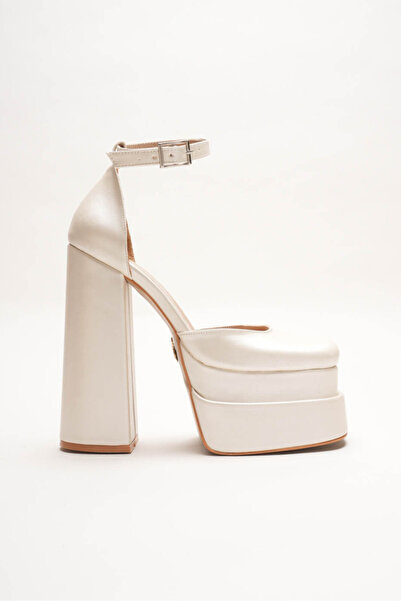 Ayakkabı Ateşi Women's Leather Double Platform Thick Heeled Ankle Strap Blunt...