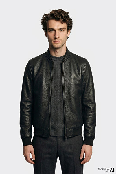 Elle Shoes Siyah Deri Erkek Ceket