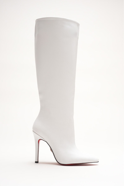 Ayakkabı Ateşi حذاء نسائي ذو مقدمة مدببة بدون سحاب وكعب رفيع يصل إلى أسفل الر...