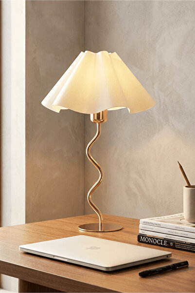 HOMİNG Zigzag Orijinal Gold Saten Kumaş Abajur 242411