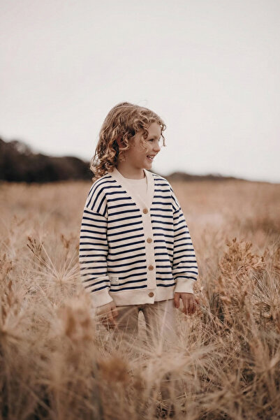 Cigit Cardigan cu dungi 2-10 ani bleumarin