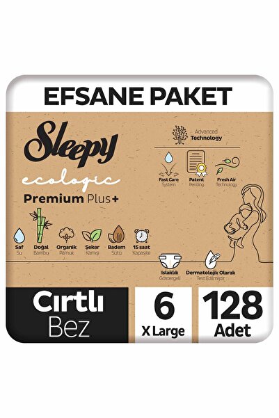 Sleepy Ecologic Premium Plus Efsane Paket Bebek Bezi 6 Numara Xlarge 128 Adet