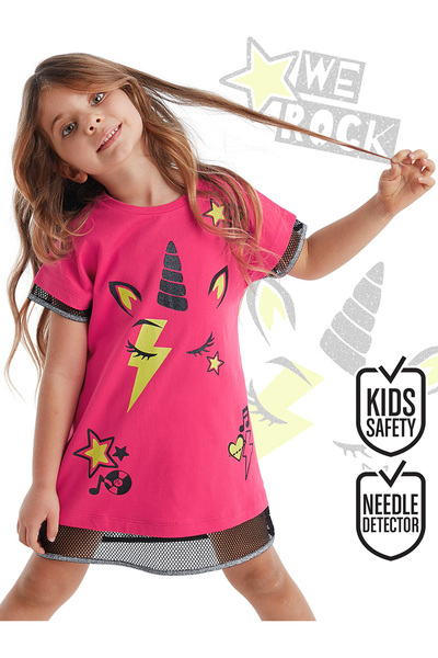 MSHB&G Rochie de vară pentru fete Fuchsia Unicorn Rock