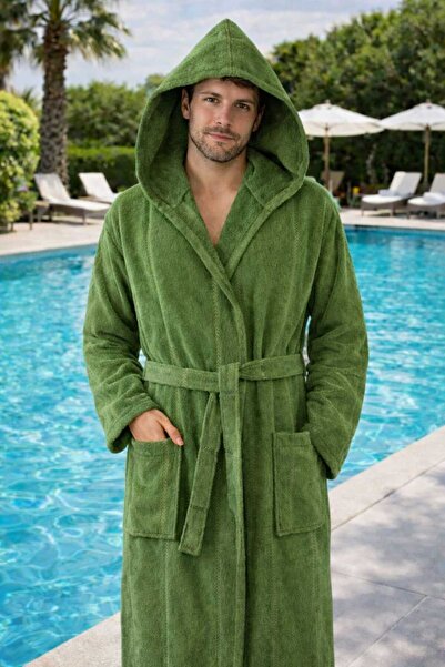 MADAMİN HOME رداء حمام بغطاء للرأس من القطن المخملي للجنسين