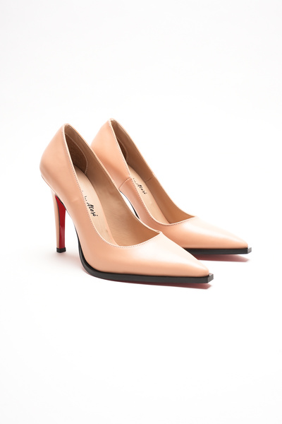 Ayakkabı Ateşi Pantofi cu toc stiletto din piele nudă, cu vârf ascuțit, rochi...