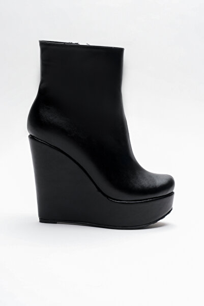 Ayakkabı Ateşi Dámské kozačky na klínovém podpatku na zip Dainas Black Skin