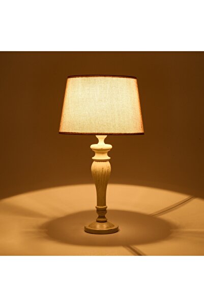 Evidea Lighting French Cottage Abajur - Eskitme Krem Ayak / Kahverengi