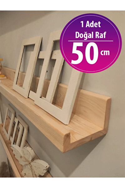 Mooncorn Ahşap Çerçeve Rafı Ahşap Duvar Rafı Dekoratif Raf Doğal Çam (1 Adet)
