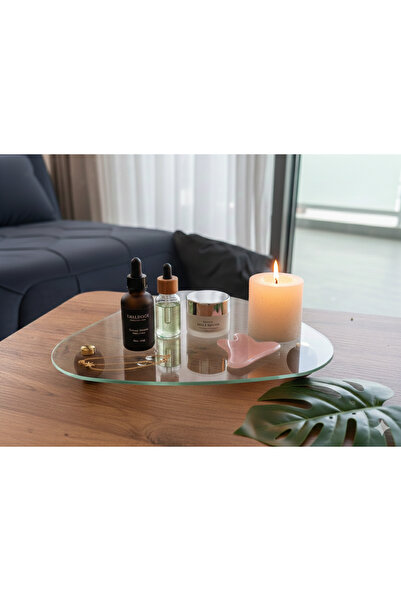 Online Home Market Efya Cam Tepsi Ahşap Top Ayaklı Vidalı Dekoratif Düzenleyi...