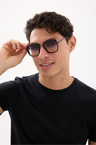 Chunky Frame Gazah Rectangular Black Yellow Gradient Unisex Sunglasses