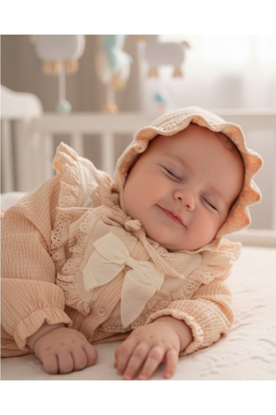 Tongs Baby Krem Kız Bebek Royal 2li Tulum Takımı