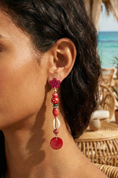 Duke Nickle Red Beaded Earrings Rdpk5132