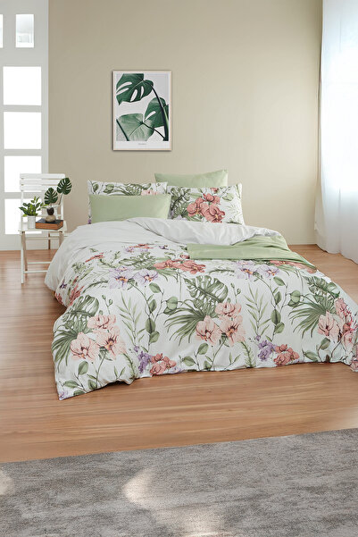 DEMOTEKS Double bedding set, cotton duvet cover, fitted sheet, bed sheet, 2 p...