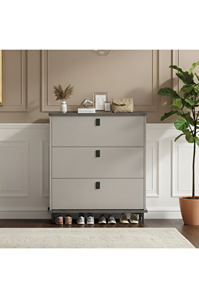 sharpdo 3-Tier Large-Capacity Flip-Down Shoe Cabinet with Removable Shelves