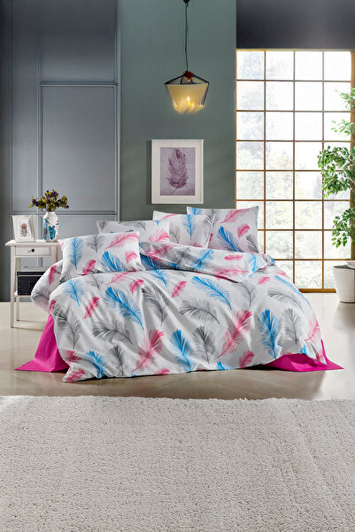 DEMOTEKS Double bedding set, cotton duvet cover, fitted sheet, bed sheet, 2 p...