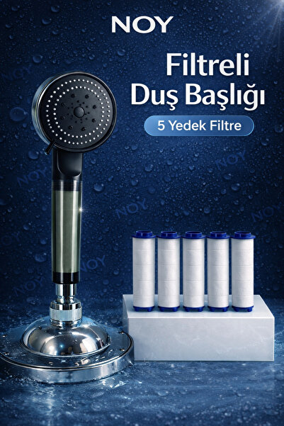 NOY Filtreli Duş Başlığı 5 Yedek Filtre | Su Arıtmalı, Klor Ve Kireç Önleyici...