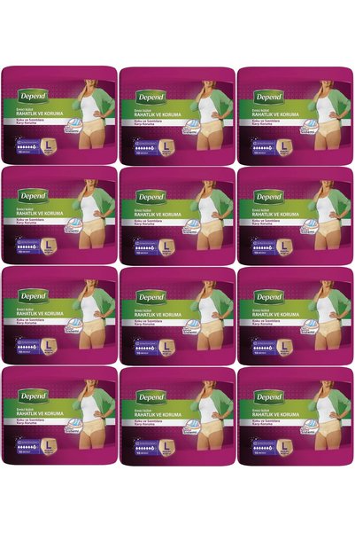 Depend Emici Külot Hasta Bezi Large - Büyük Kadın 120 Adet (12PK*10)