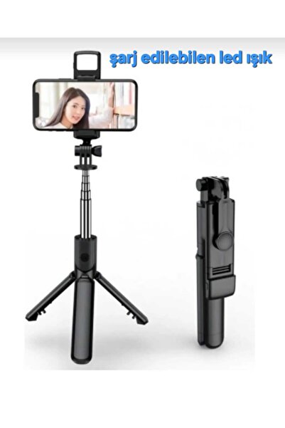 sa-na port Led Işıklı tripot ve Selfie Çubuğu Bluetooth Kumandalı Kablosuz Se...