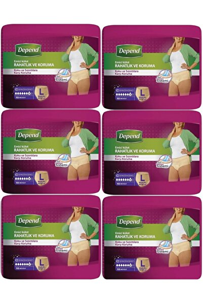 Depend Emici Külot Hasta Bezi Large - Büyük Kadın 60 Adet (6PK*10)