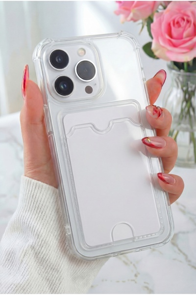 Fibaks iPhone 16 Pro Max Kılıf Kamera Koruma ve Köşe Korumalı Kartlıklı Cüzda...