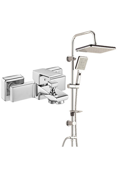 T MAY ECA Tiera Banyo Bataryası+T-MAY Banyo Sümbül Kare Tepe Duş Takımı Seti ...