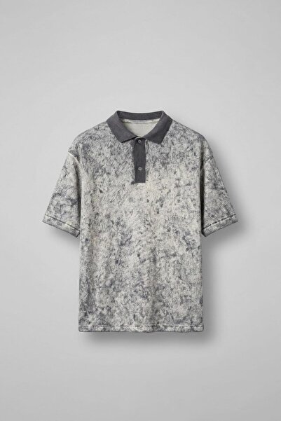 ablukaonline Чоловіча футболка з коміром-поло, з ґудзиками, з візерунком, ове...