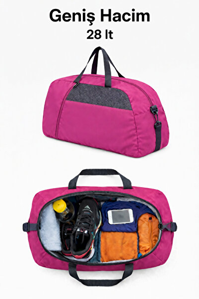 MUCCO Kaff Büyük Pembe Önü Cepli Ayarlanabilir Omuz Askılı El Seyahat Spor Ça...