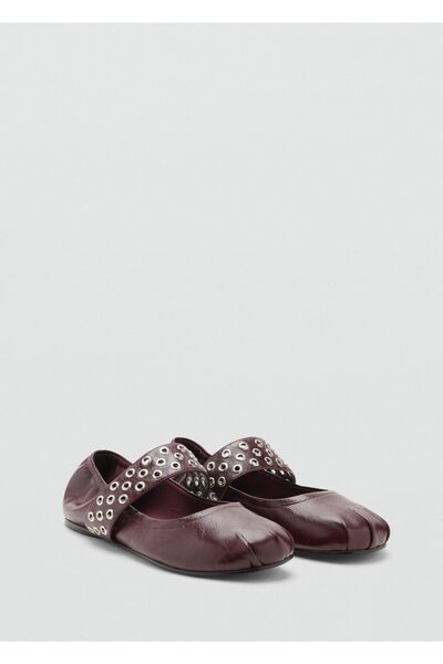 MANGO Woman Deri delikli babet ayakkabı